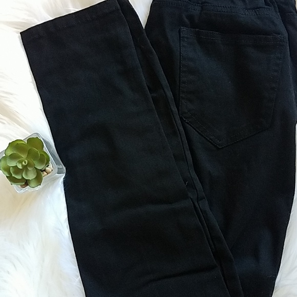 ❣Black Distressed Drawstring Twill Pants❣ - Picture 4 of 4